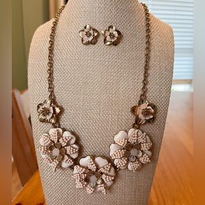 Talbots Pink Flowers Necklace and Earrings Set
